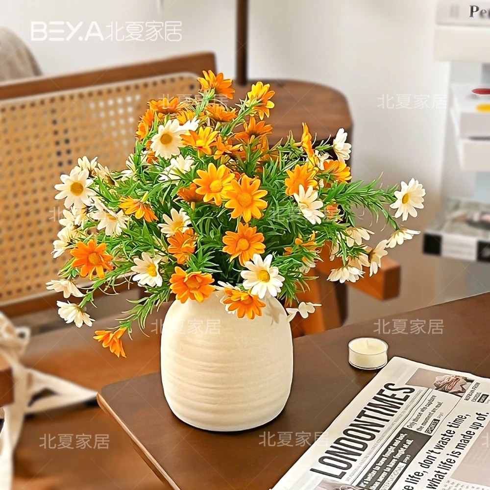 INS洋甘菊小雏菊假花仿真花客厅摆设餐桌花装饰花束花艺摆件拍照