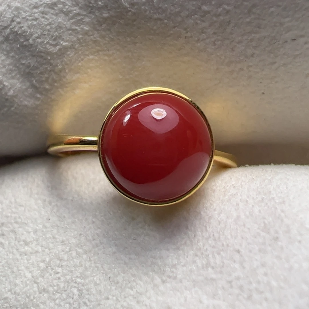 南红玛瑙戒指18K金镶嵌J***r
