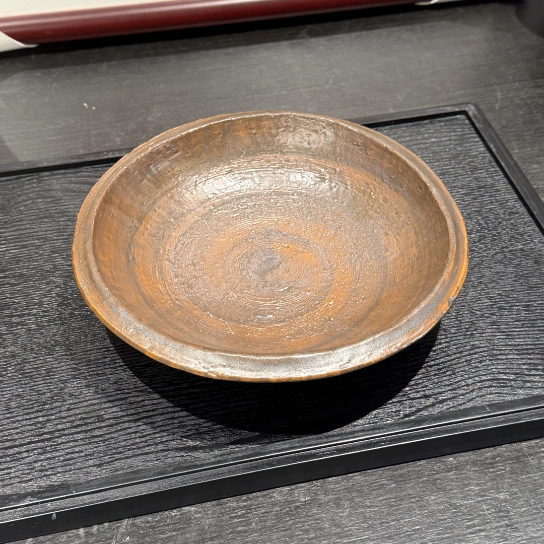 【褐泥深盘】侘寂风大容量深盘水果盘菜盘纯手工粗陶家用异形壶承