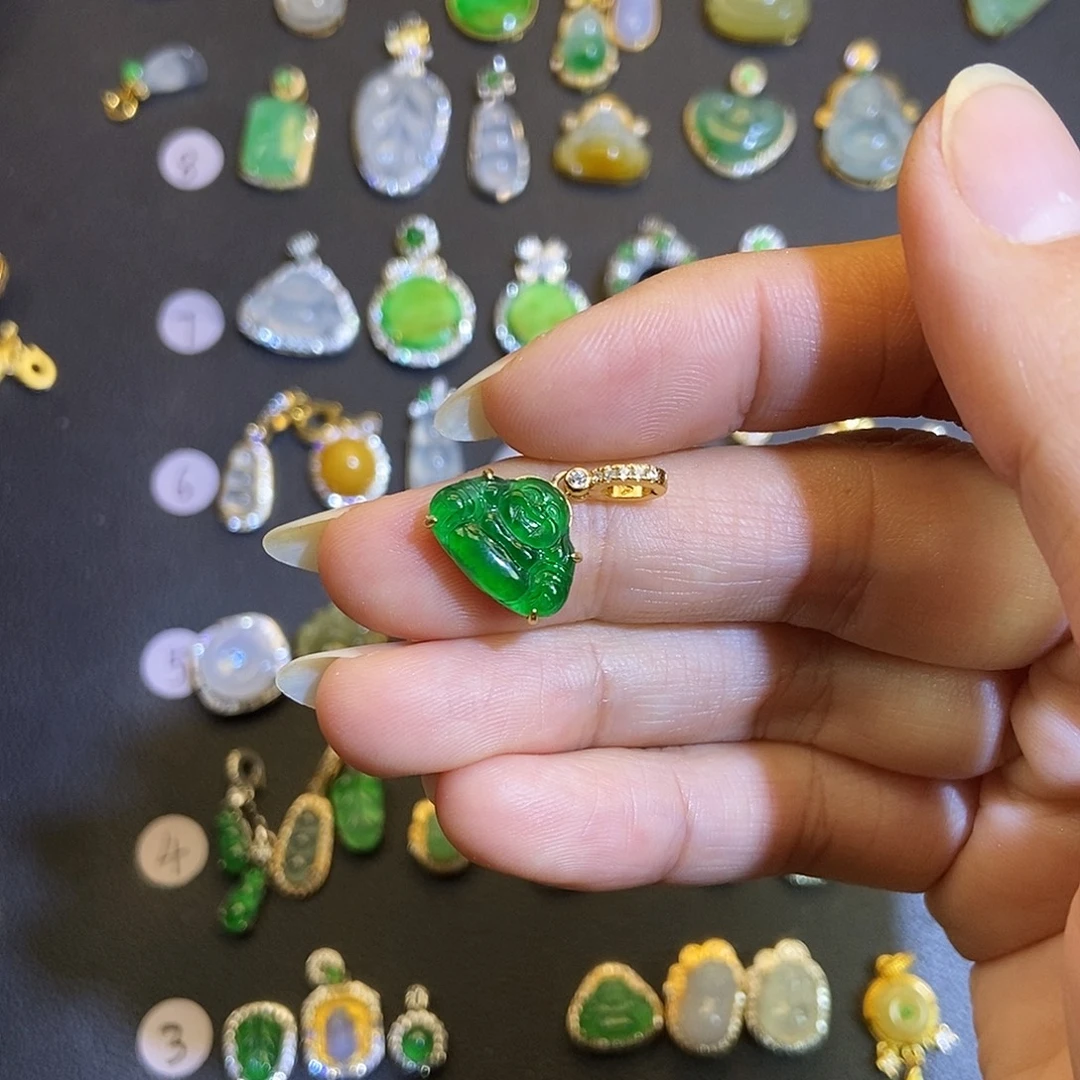 翡翠银S925镶嵌吊坠(不含链)