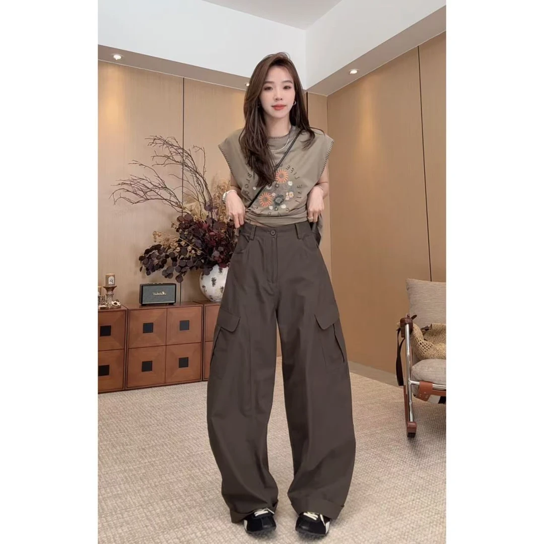 小静静一会【大口袋休闲裤】2025夏款设计感弯刀工装裤 2506C3418