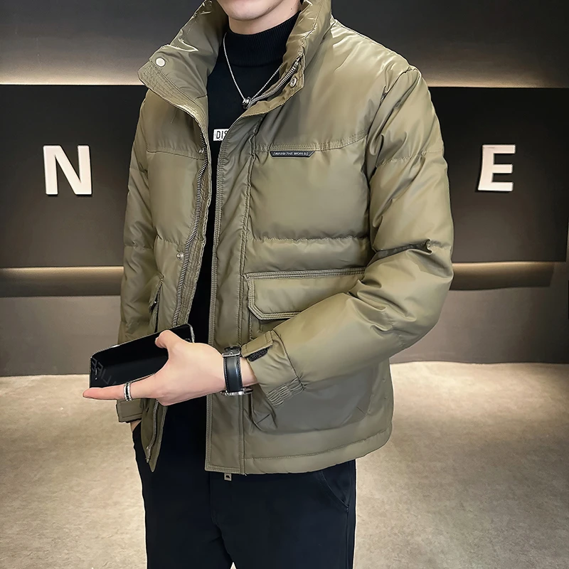 利尼科比利立领外套加厚免洗皮面料羽绒服男士冬季保暖2025年新款