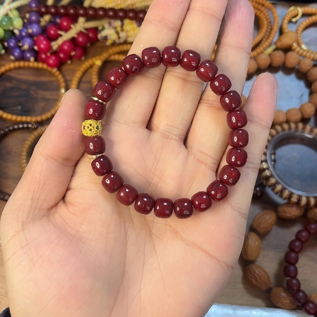 桃核手串星月朱砂供单圈