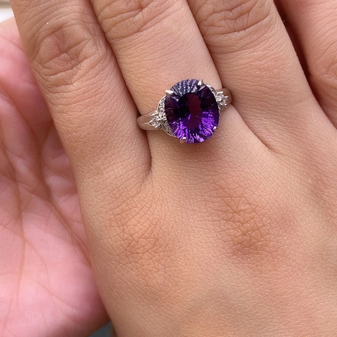 紫晶纯天然无优化紫水晶x银S925镶嵌丹*