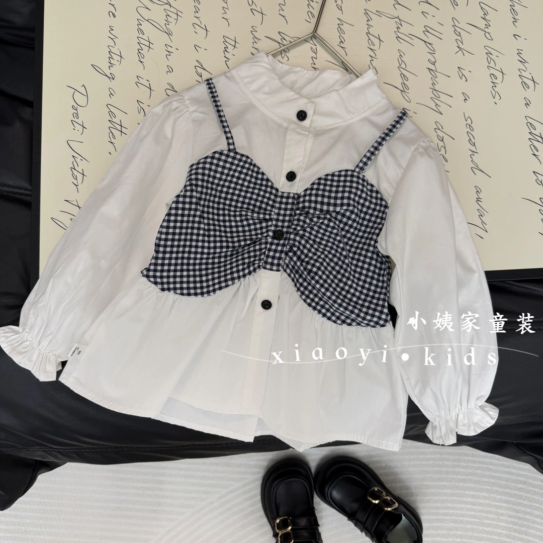 【亲子装】女童春秋2025新款网红潮秋装时髦衣服女宝宝格子衬衫