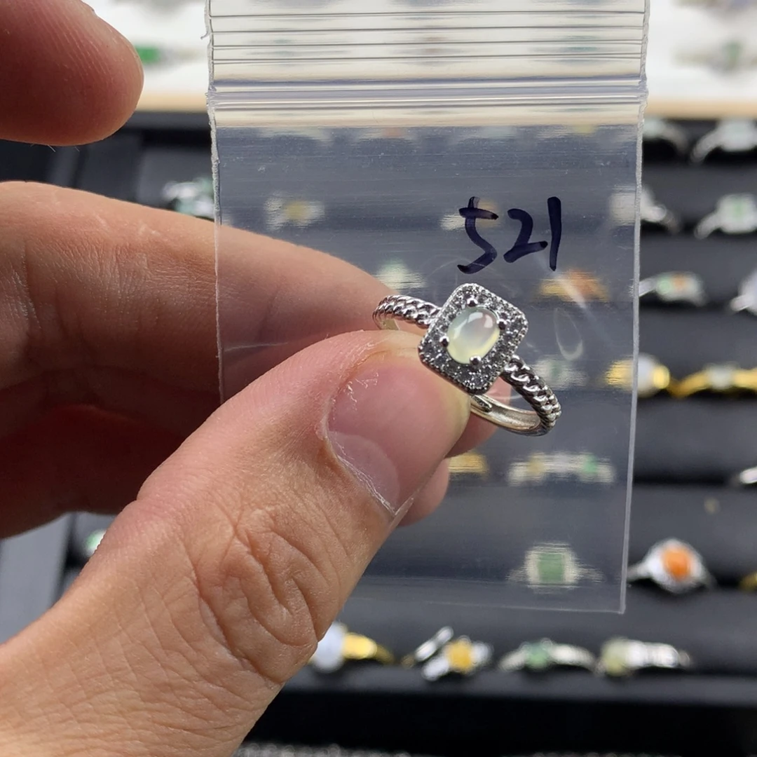 翡翠银S925镀金镶嵌戒指521