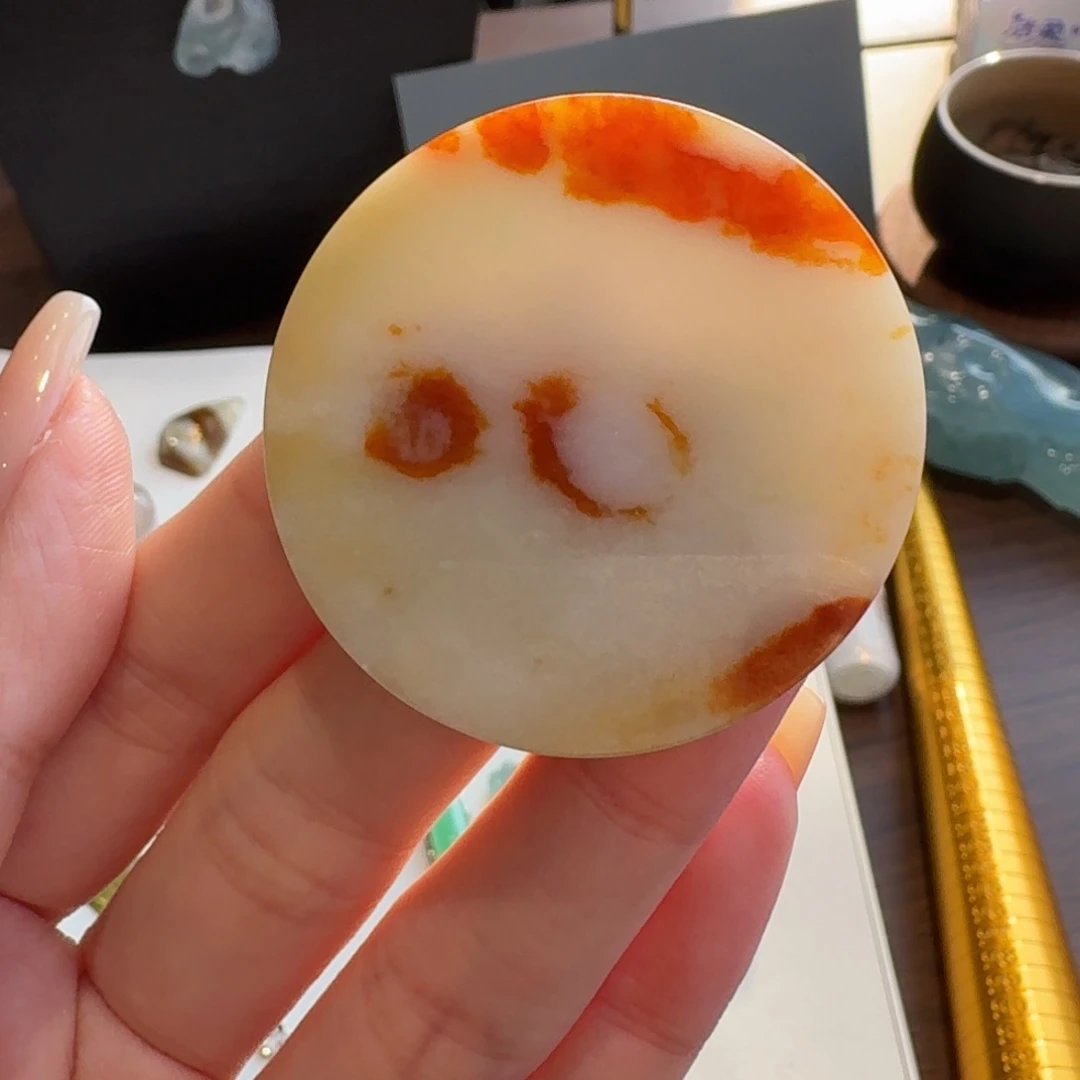 定制翡翠未镶嵌特色红翡无事牌