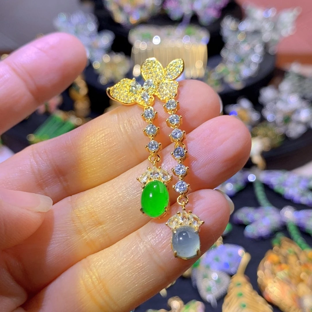 吊坠(不含链)银S925镶嵌翡翠