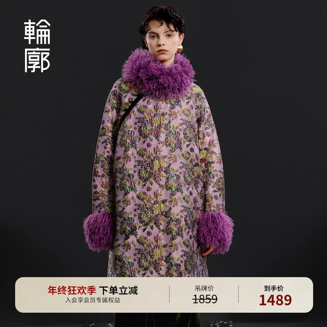 轮廓川桉国风毛领连衣裙宽松大气保暖百搭氛围感冬季外套L254Y003