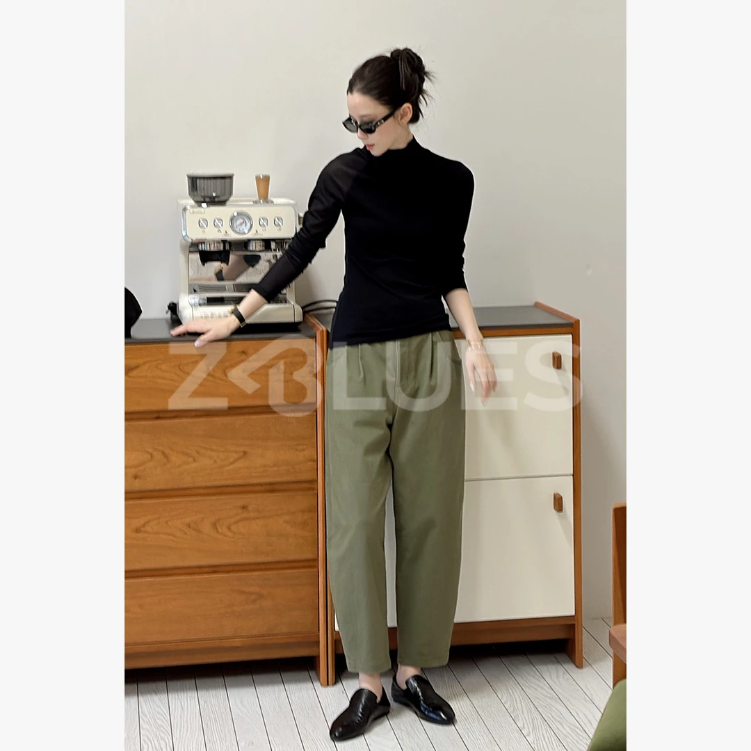 Z.blues【甜酷很哇塞】微露肤设计拼接强捻混纺长袖上衣YZJXYD026