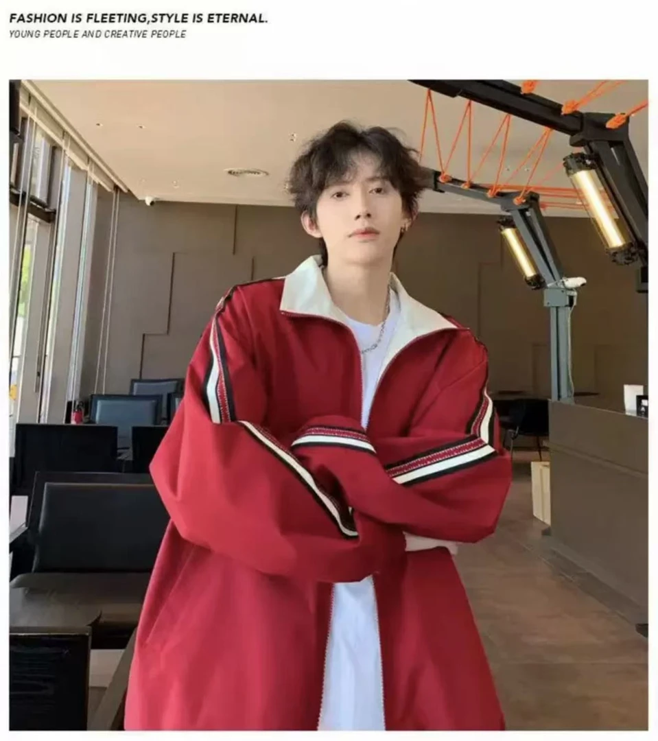 24656两面穿三条杠工装外套潮牌欧美街头飞行员夹克款休闲运动服