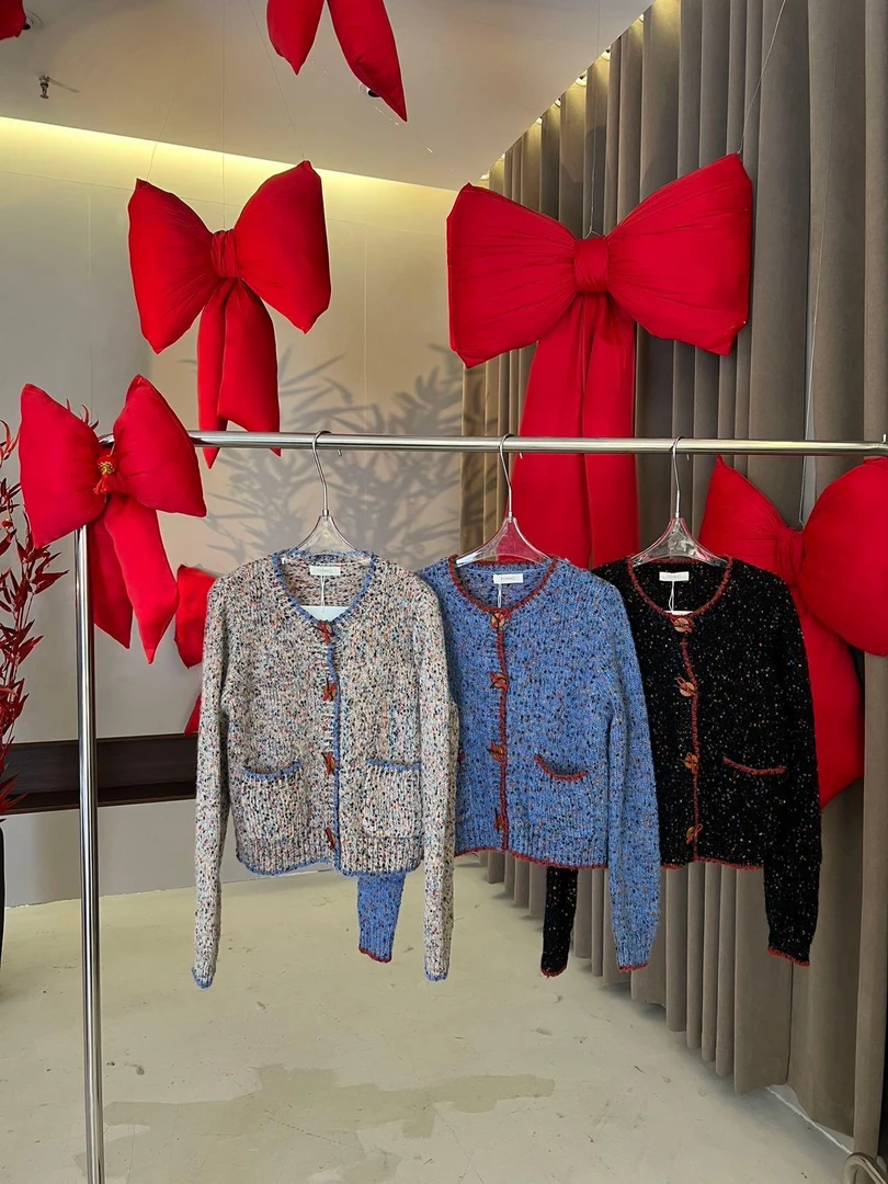 【赵小小yimao】16193 韩系撞色小香风高级感针织开衫显瘦毛衣外套