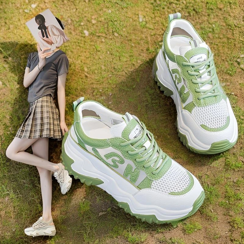 内增高7cm网纱老爹鞋女士ins韩版小个子镂空休闲凉鞋2025夏季爆款