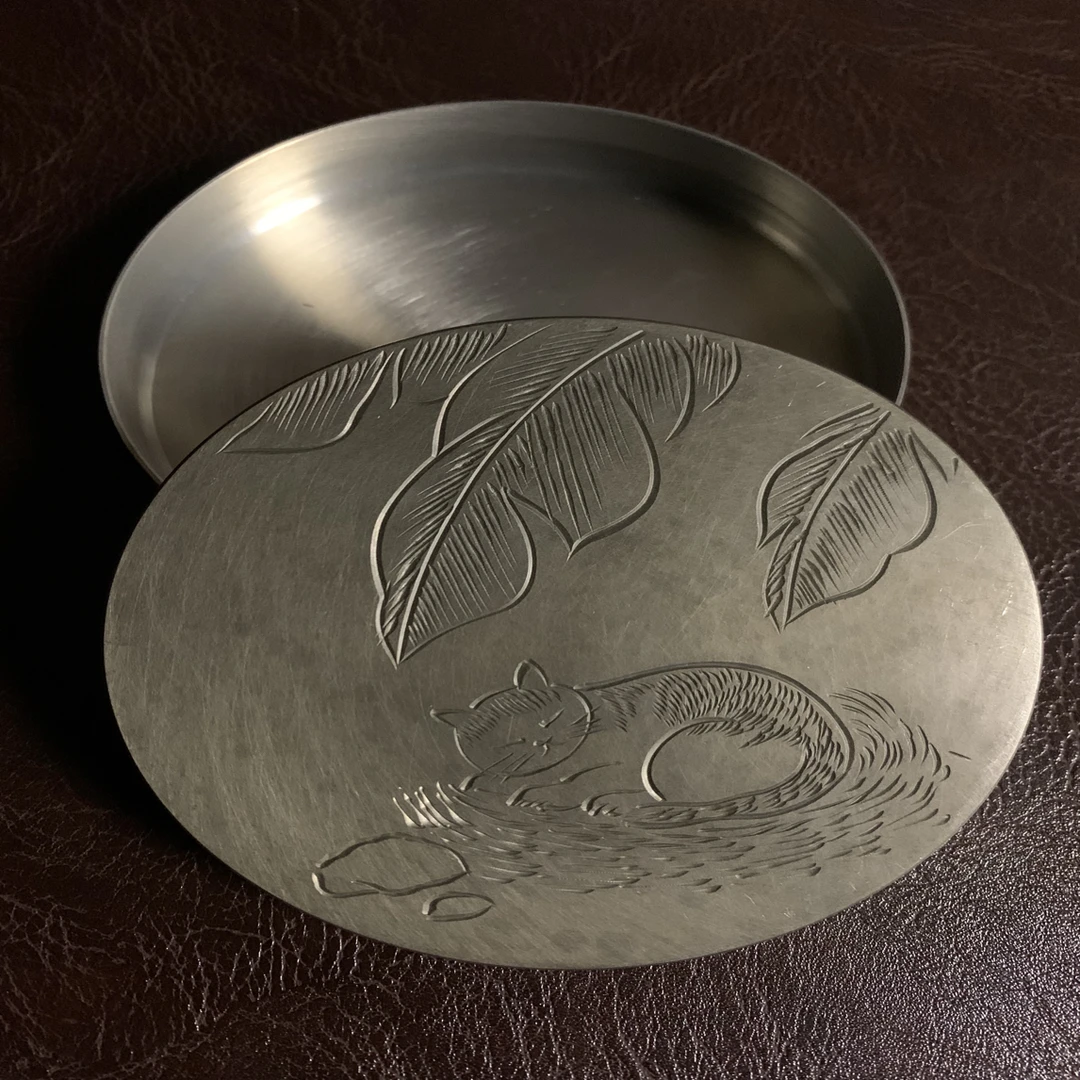 锡器 小饼仓型存茶罐