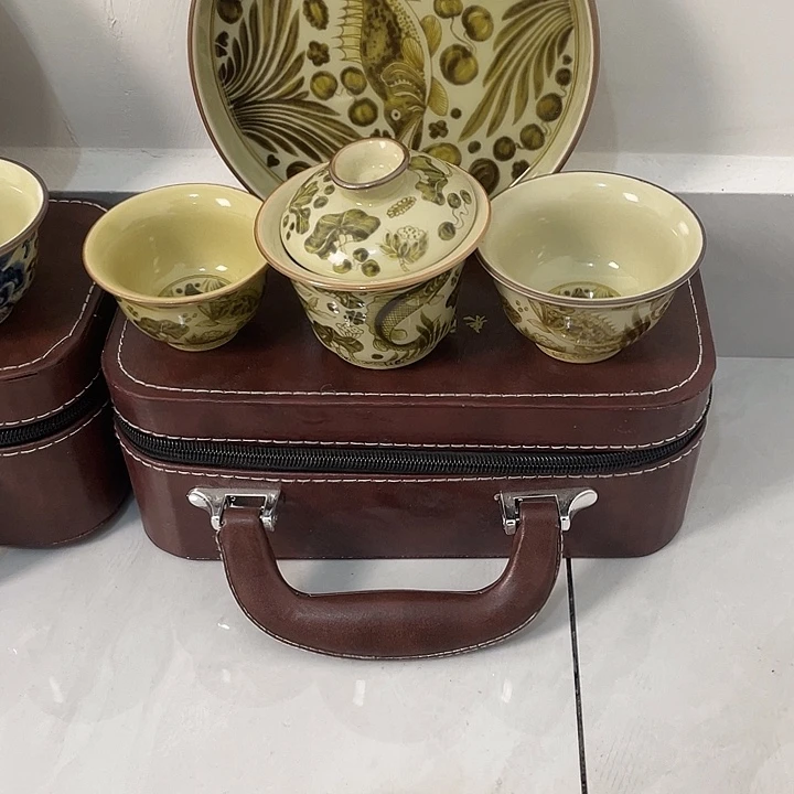 陶摆件景德镇玉藻釉里金套装jjjj