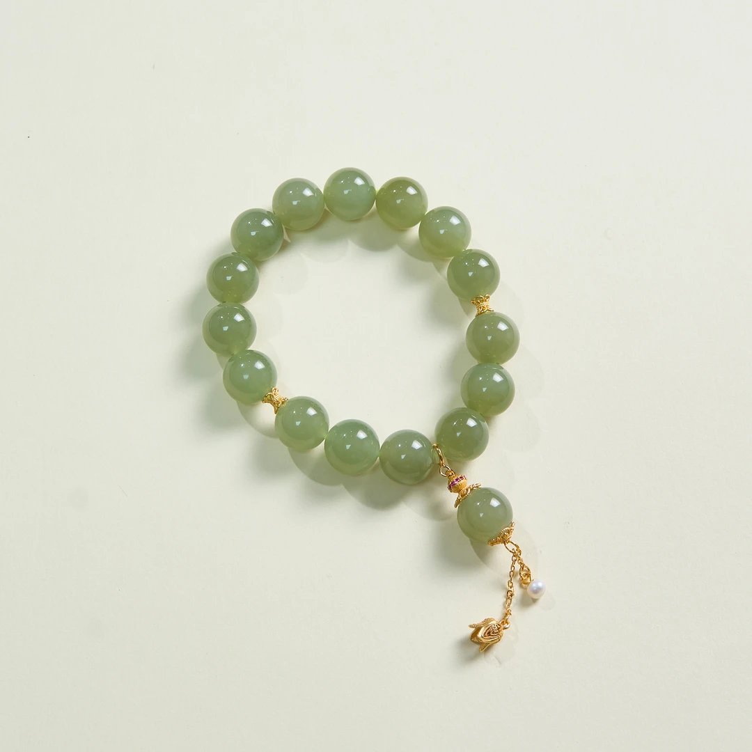 菲菲珠宝好*S925和田玉单圈手串-圆珠约12mm