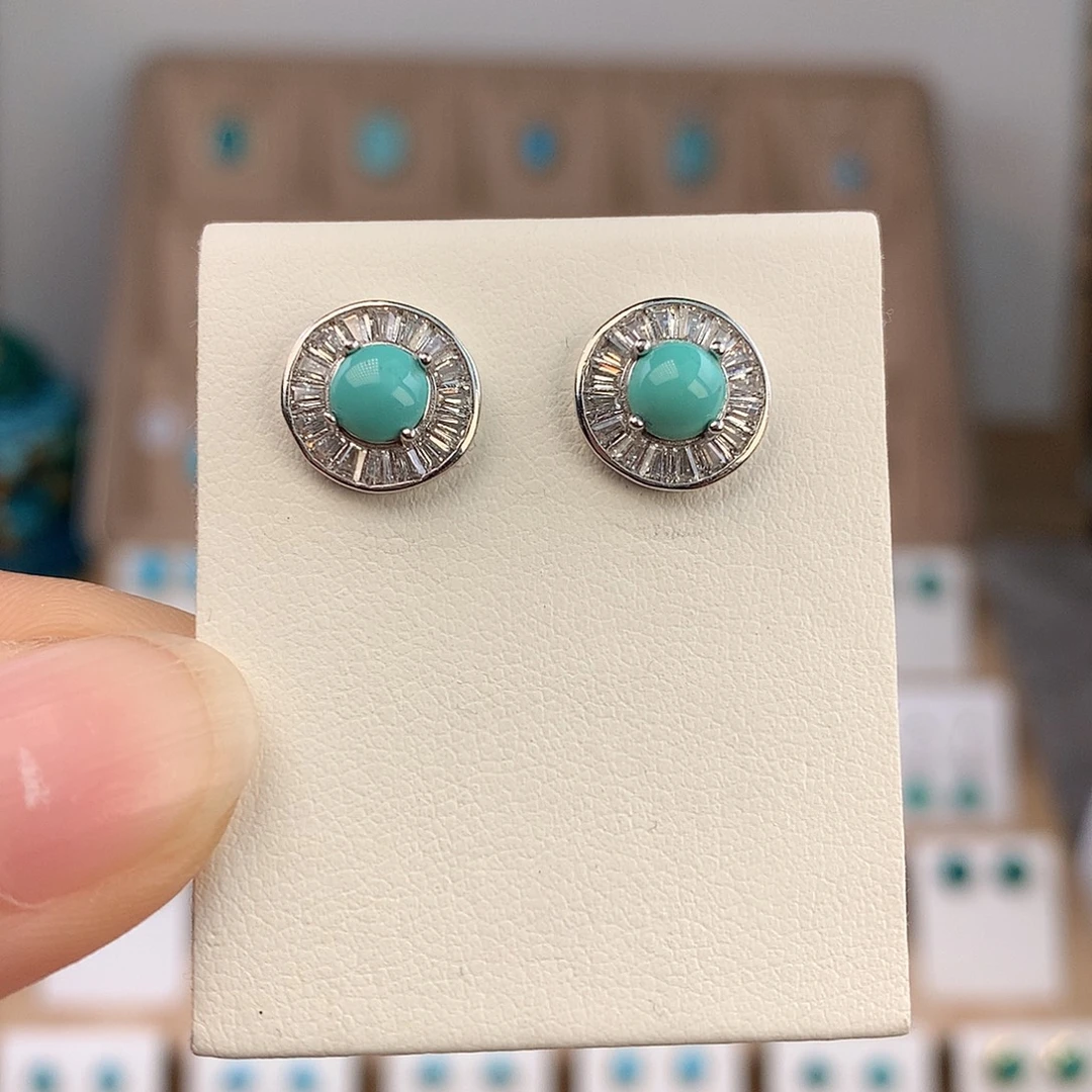 绿松石未镶嵌耳饰