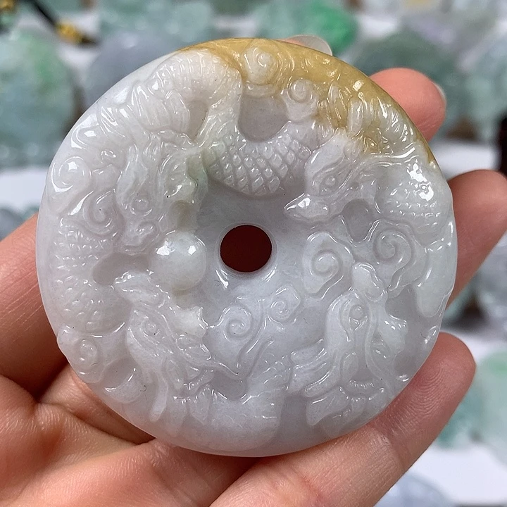 颈饰未镶嵌翡翠九龙扣两面工艺福利