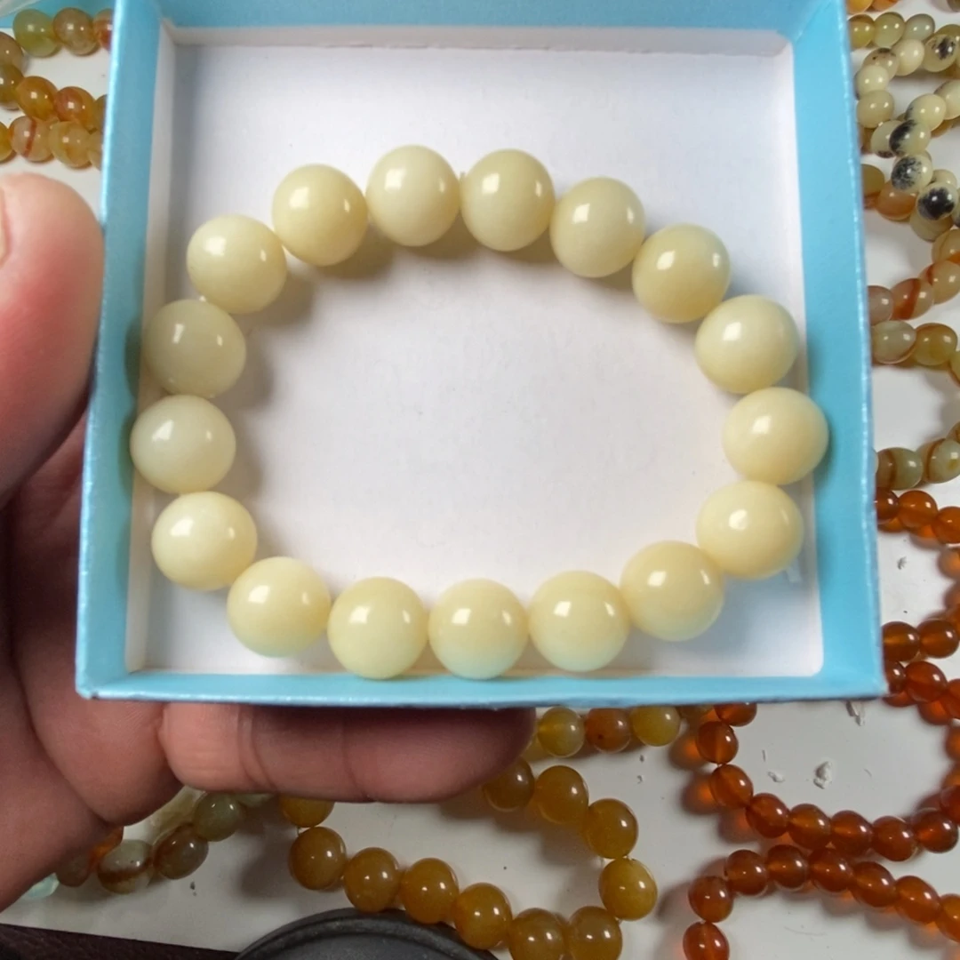 蛇纹石玉未镶嵌手链辽阳黑皮奶白卡12