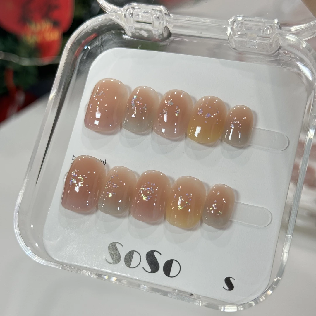 SoSo【彩虹软糖】豆豆纯手工穿戴甲纯欲冰透渐变简约春夏2025款