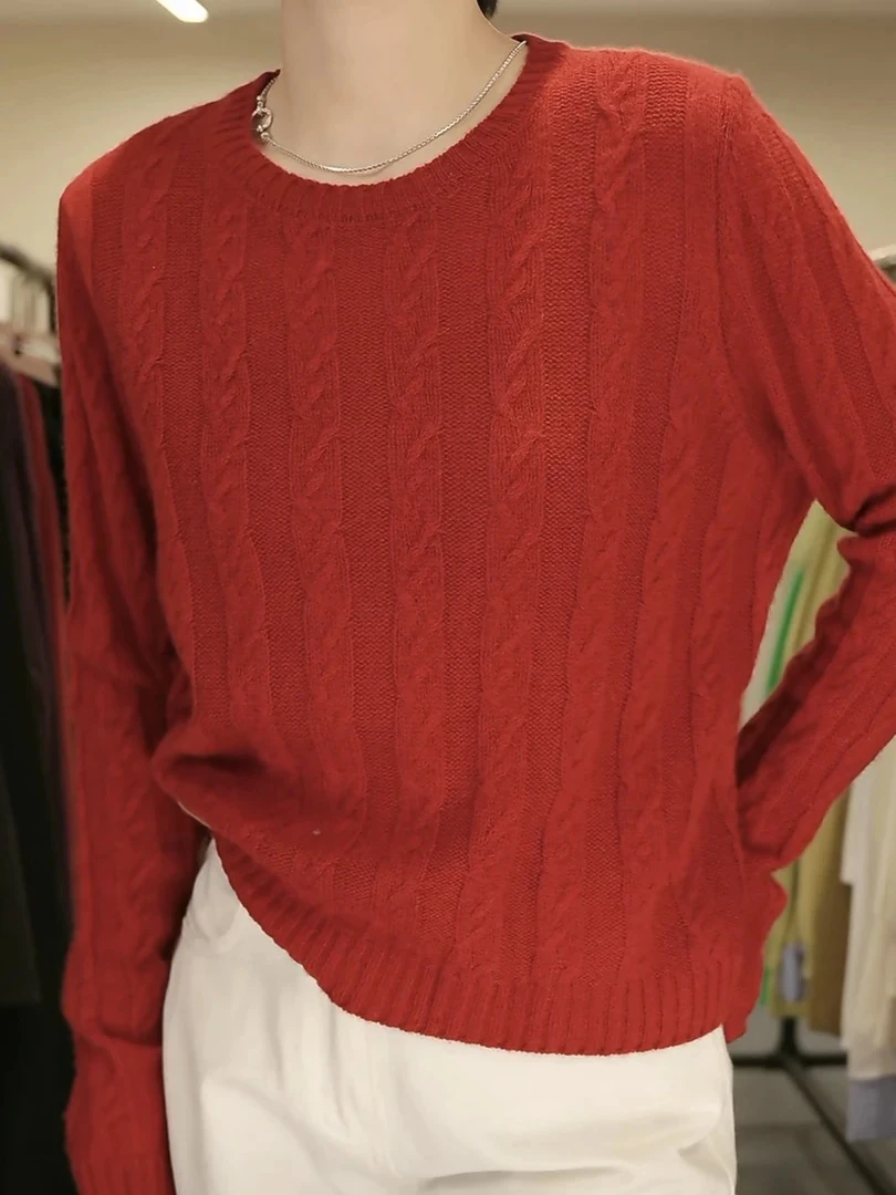 11135（部分无水洗唛，介意慎拍）SANFAN新款净版麻花条针织衫