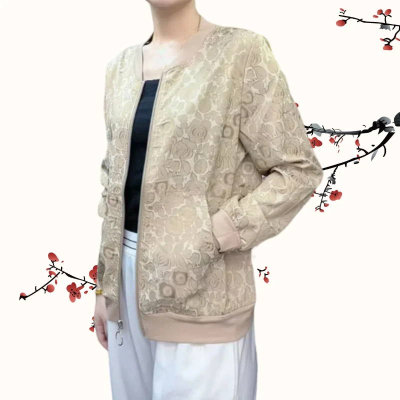 【月桂】夏季时尚上衣洋气大码女士百搭休闲轻薄开衫妈妈装短外套