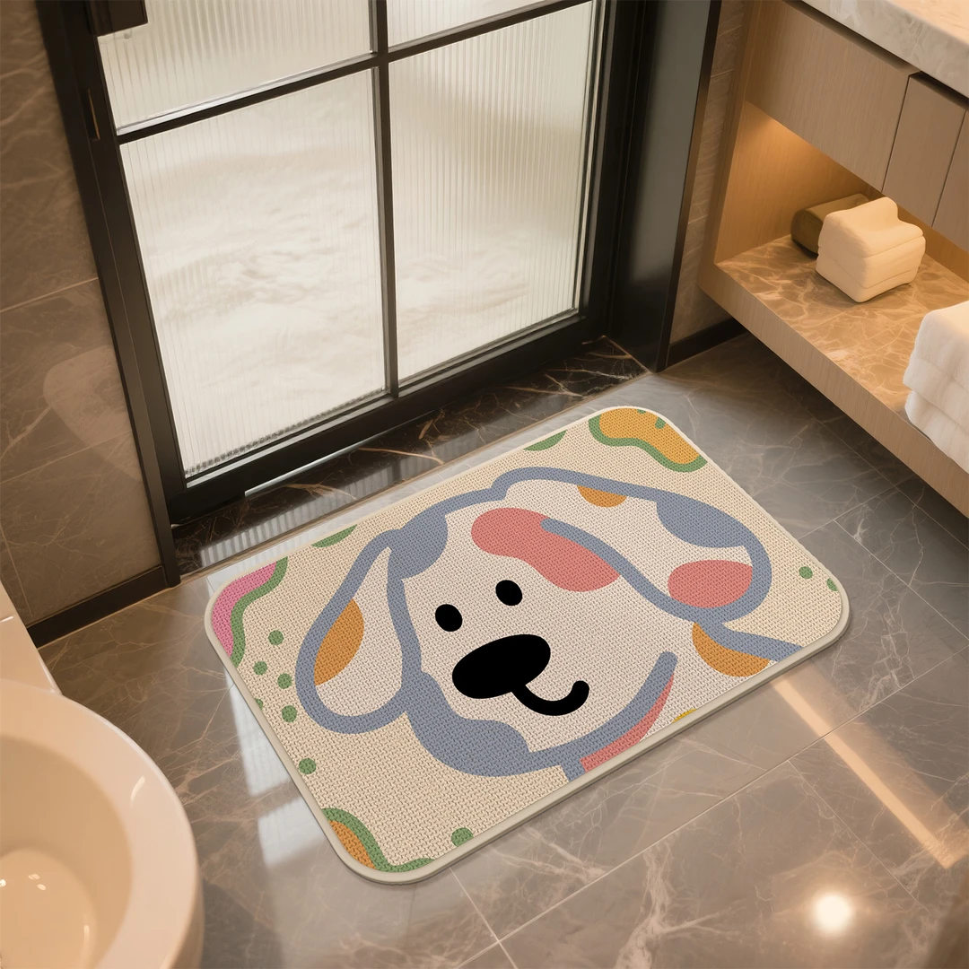卡通浴室地垫卫生间吸水门口防滑脚垫厕所进门仿亚麻L纹定制地毯