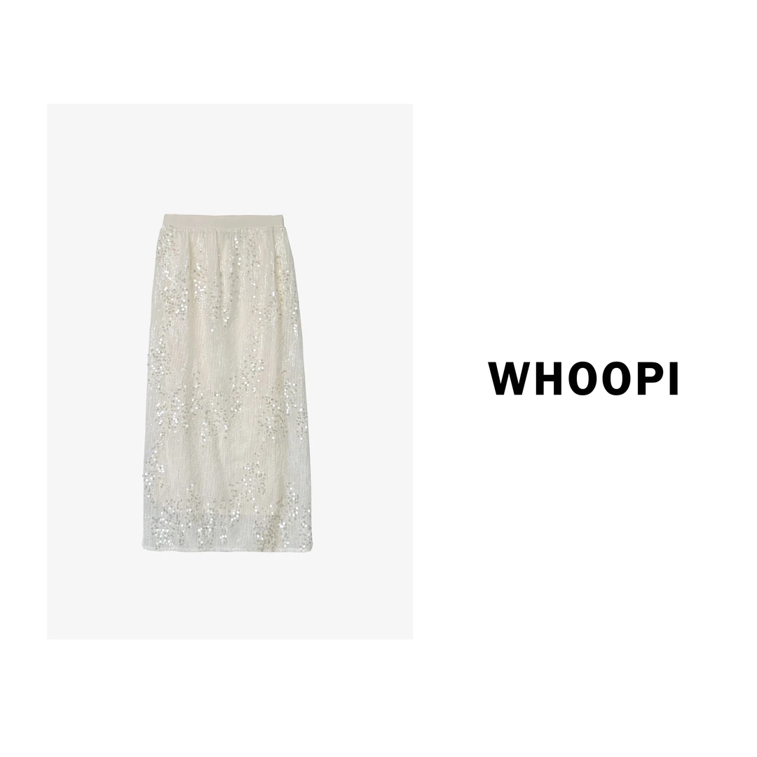 【Whoopi】【熠熠星辰】轻奢感细闪亮片显瘦高腰中长款半身裙