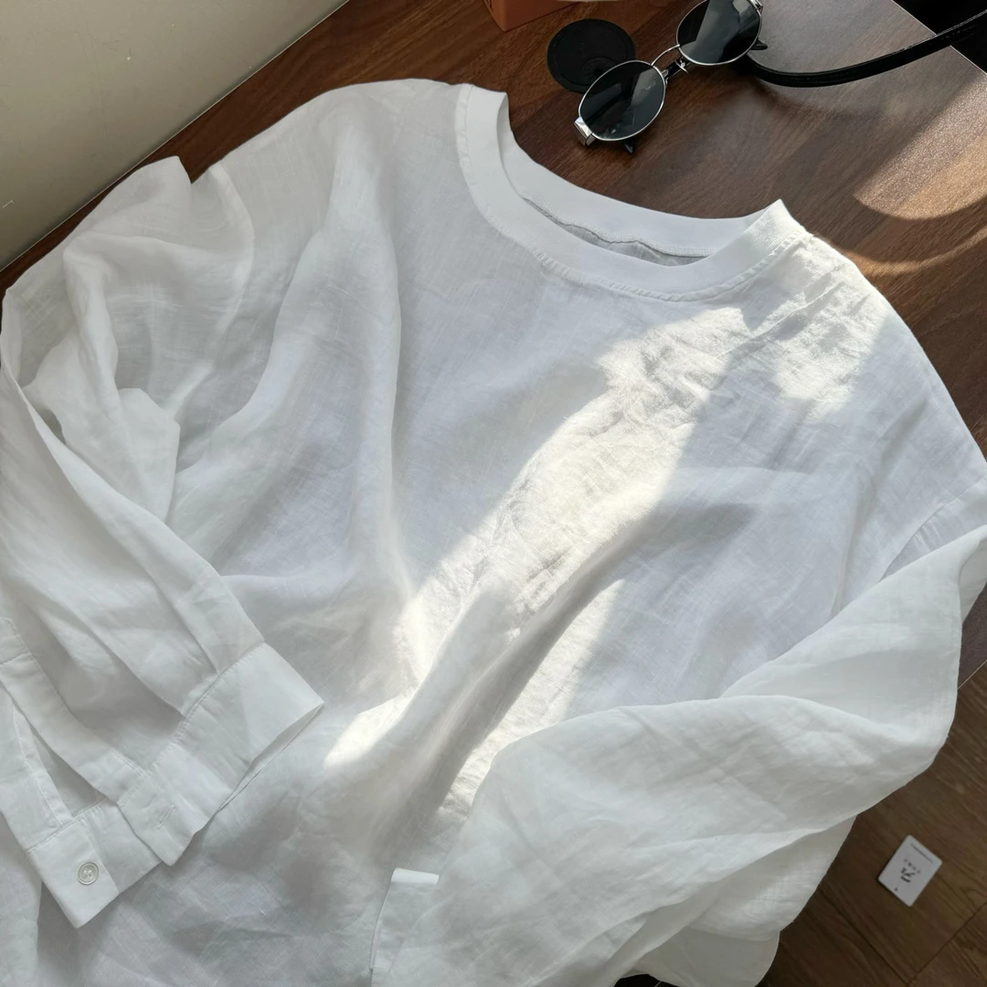 『LZZ』2025夏百搭休闲时尚宽松大版显瘦遮肉极简风宽松大版T恤衫