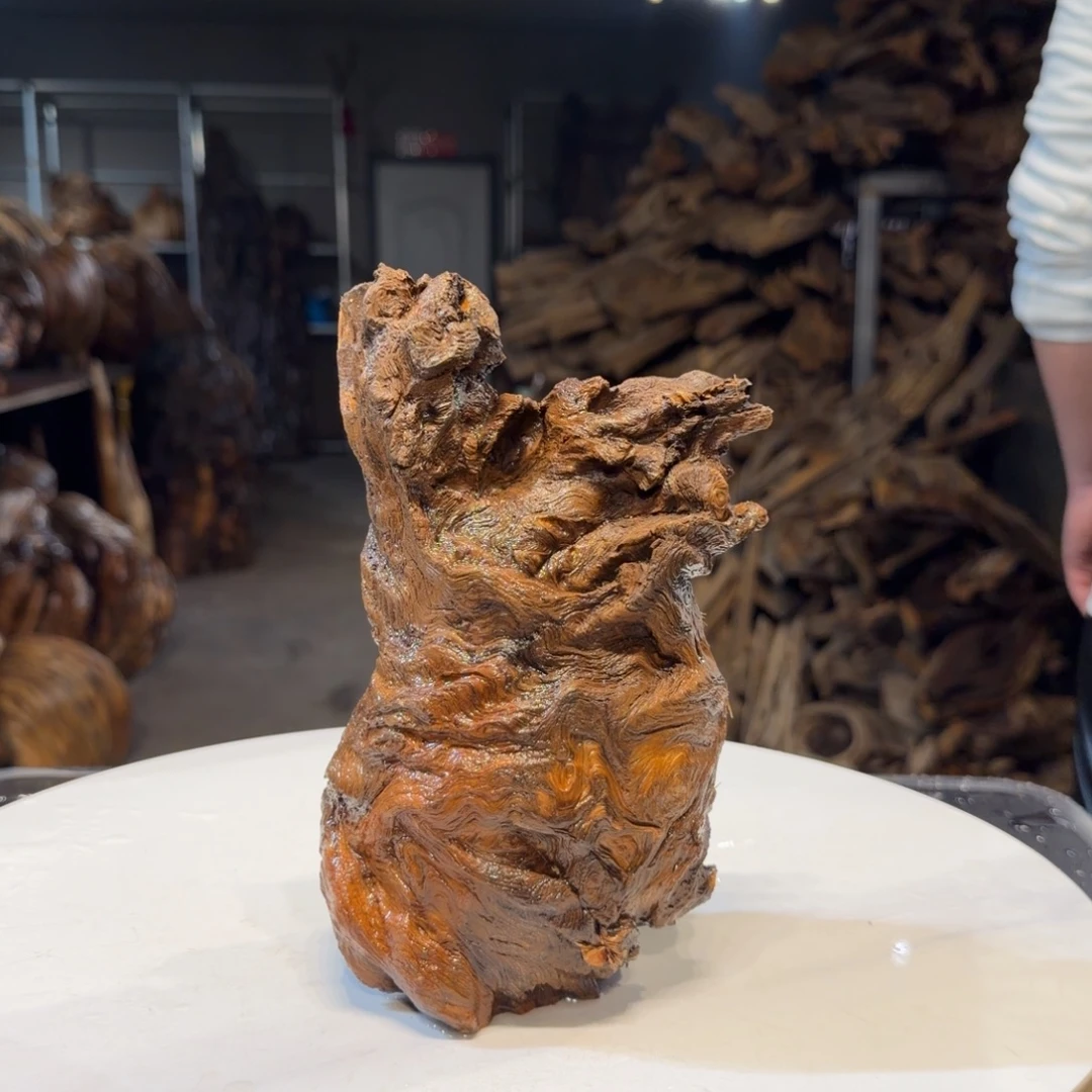 平***心木王一刀琥珀木摆件156