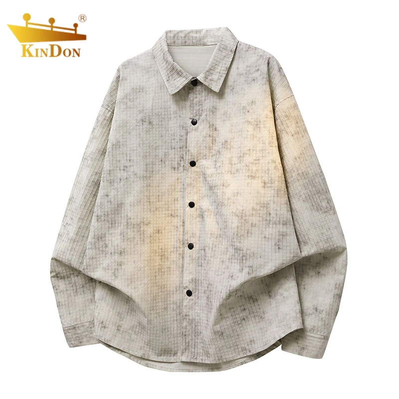 美式翻领长袖衬衫季新款外套高品质方格纹百搭潮流休闲开衫衬衣