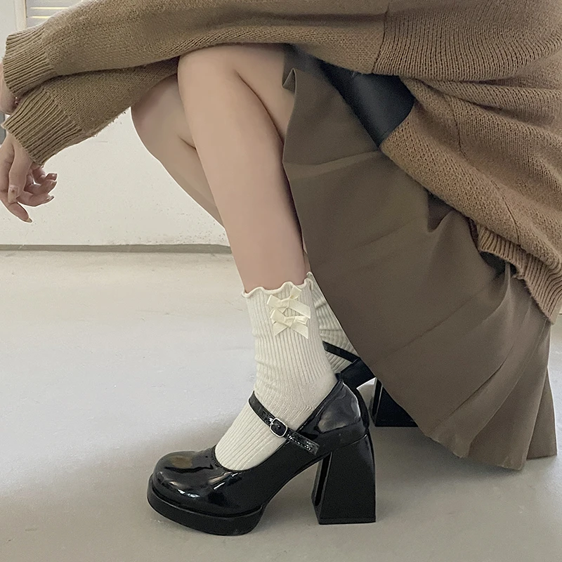 法式玛丽珍鞋女2025新款春季方头超高跟复古jk小皮鞋漆皮粗跟单鞋