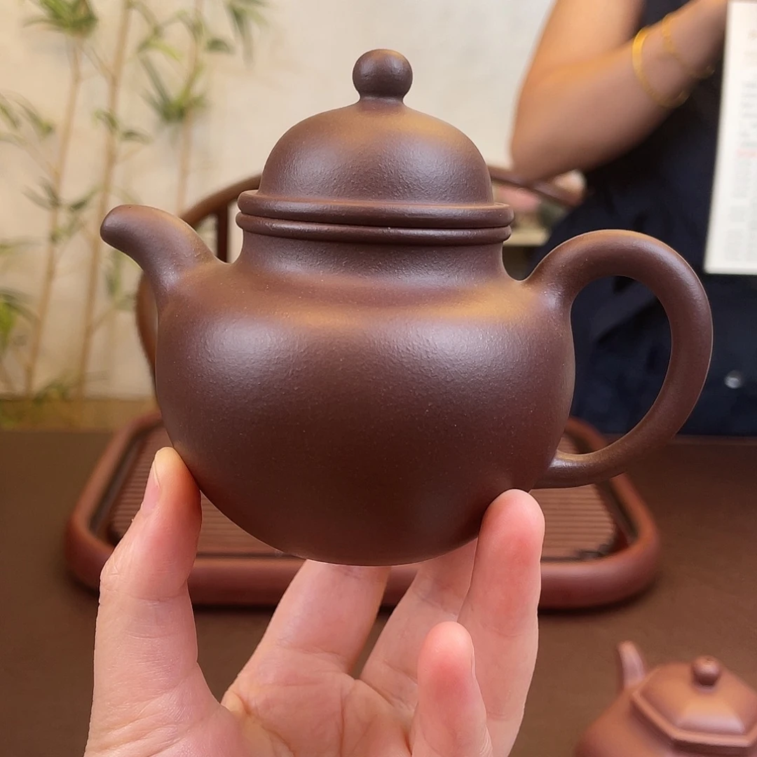 茶壶紫砂尹老师紫茄裰只220cc