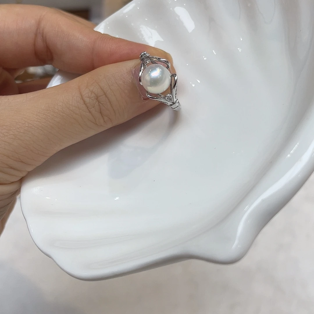 银S925镶嵌戒指海水珍珠
