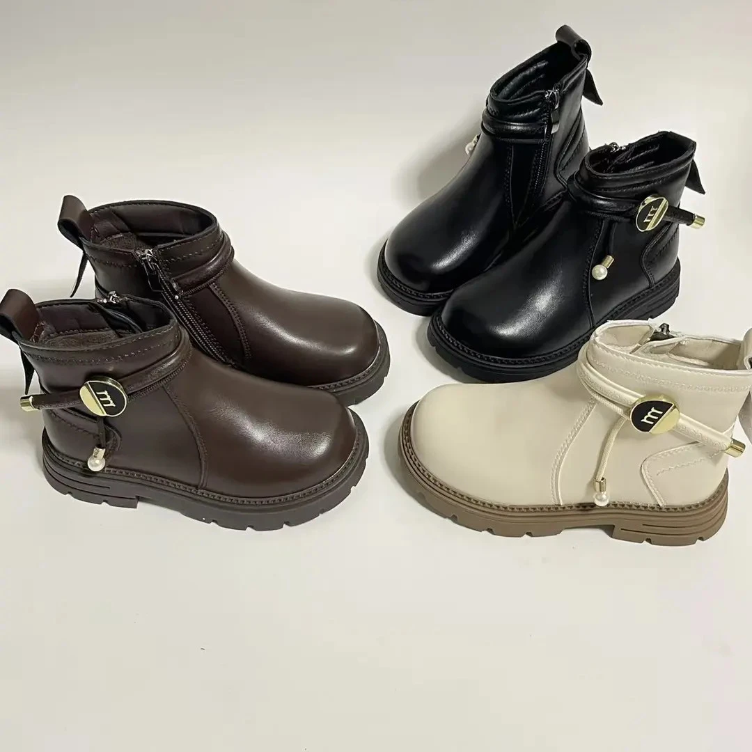 【步步同行】女皮靴棉靴小女孩加绒靴子加绒大童时装休闲时尚9913