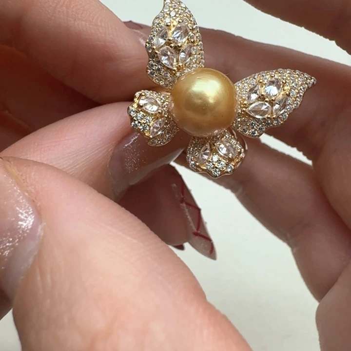 海水珍珠戒指银S925镶嵌