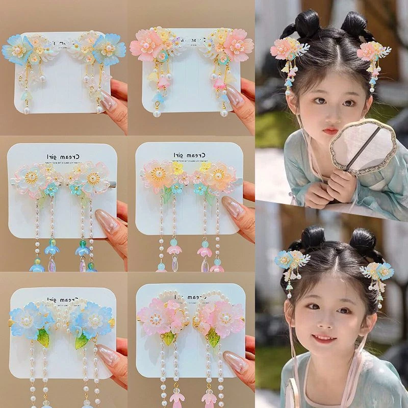 女中国风发夹公主发饰头饰古装宝宝儿童古风配饰女童发卡汉服发