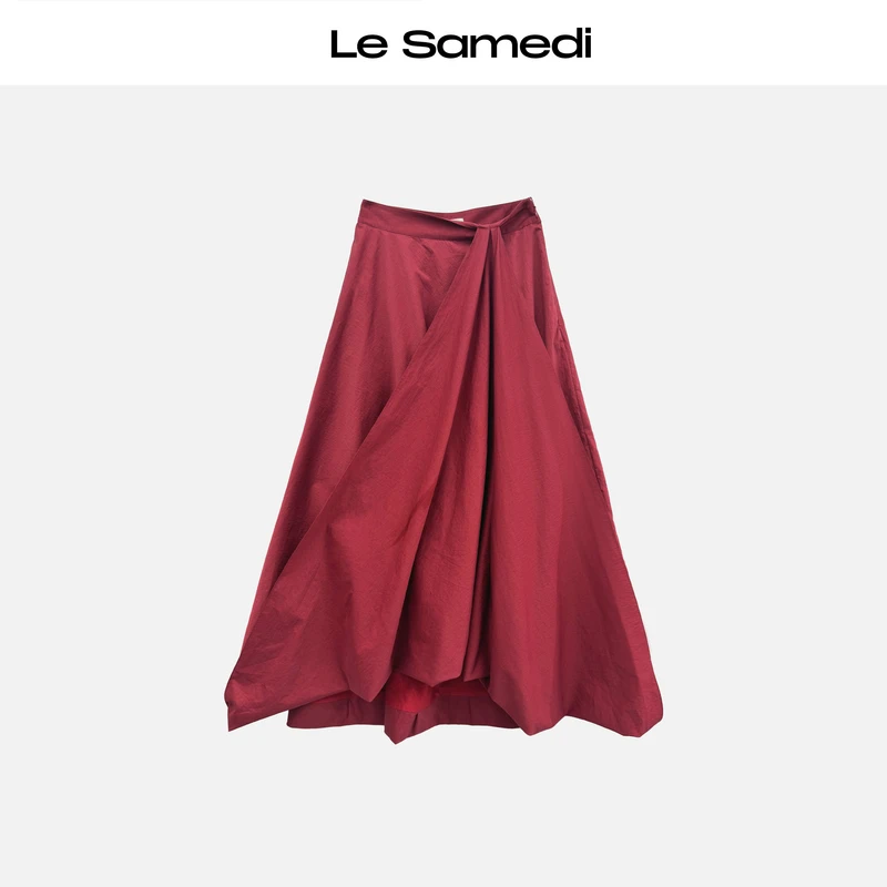 Le Samedi【烈焰叛逃】反叛浪漫感自由热烈 不规则垂坠立体花苞伞裙