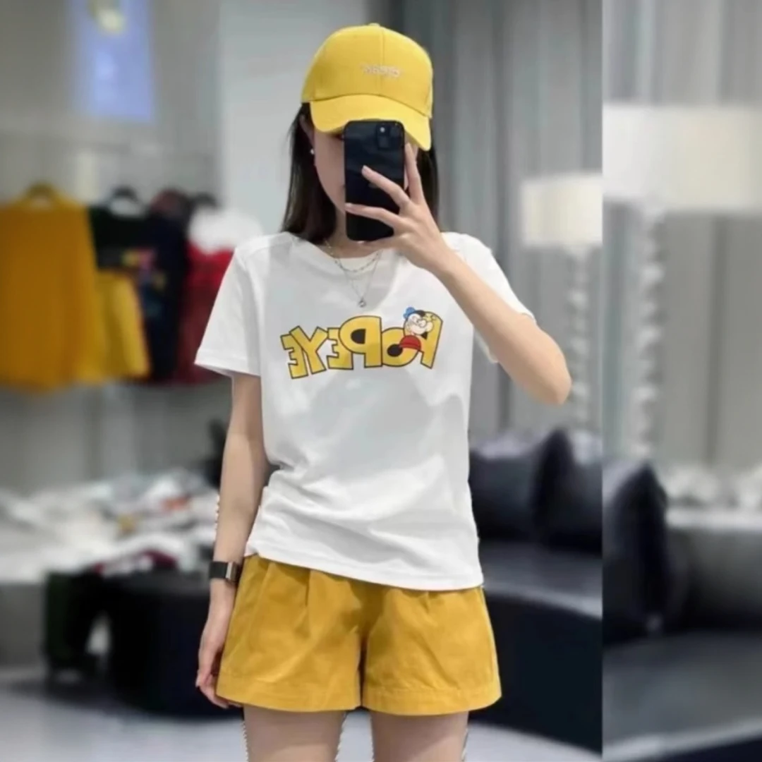 欧货高级感休闲时尚套装女夏季印花圆领短袖t恤女百搭短裤两件套