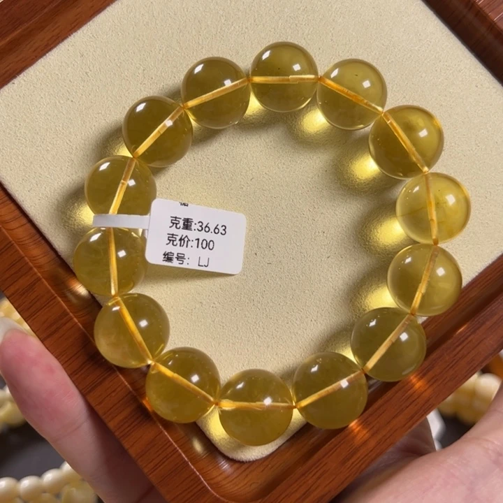 手链琥珀未镶嵌荣****护17mm金珀圆珠净水LJ