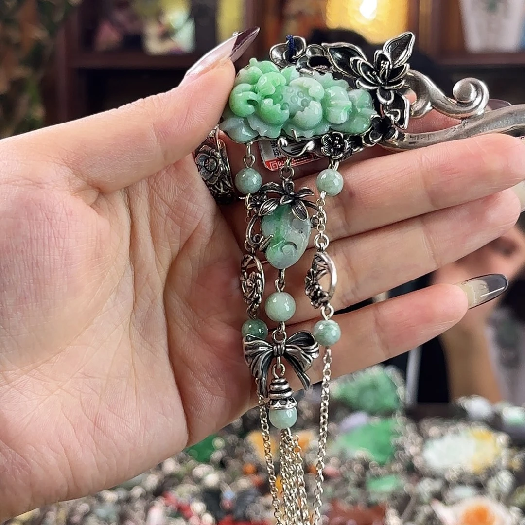 翡翠银S925镶嵌挂件