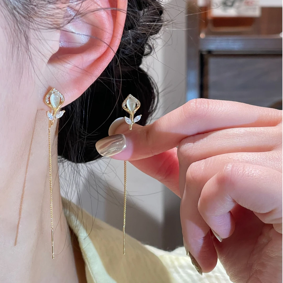 郁金香优雅精致时尚耳线气质轻奢小众百搭耳饰R2288