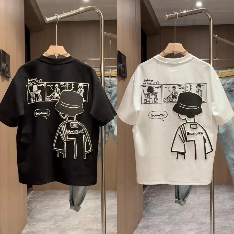 【100%纯棉】男童短袖t恤趣味动漫新款上衣夏季中大童宽松男孩半袖