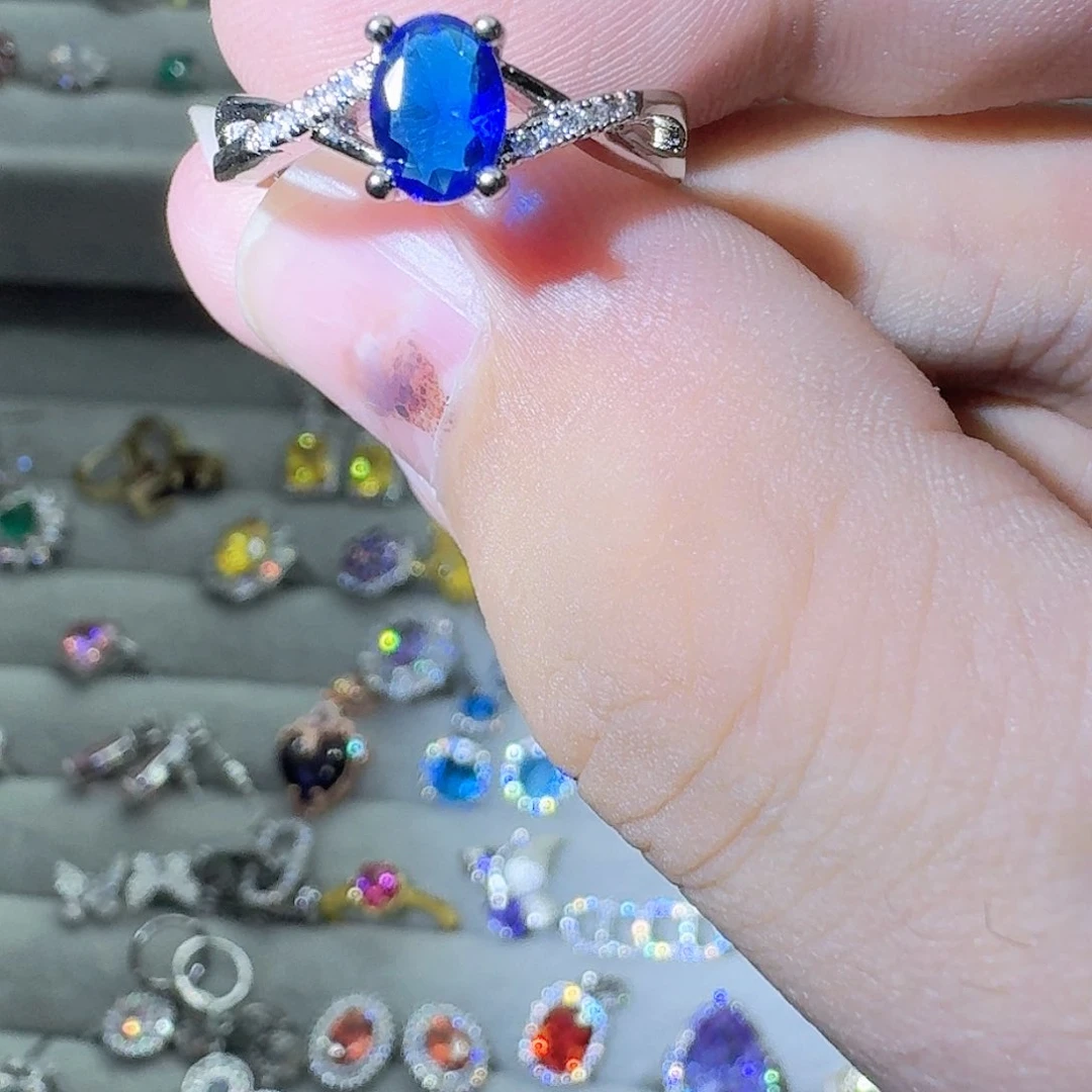 托帕石戒指银S925镶嵌