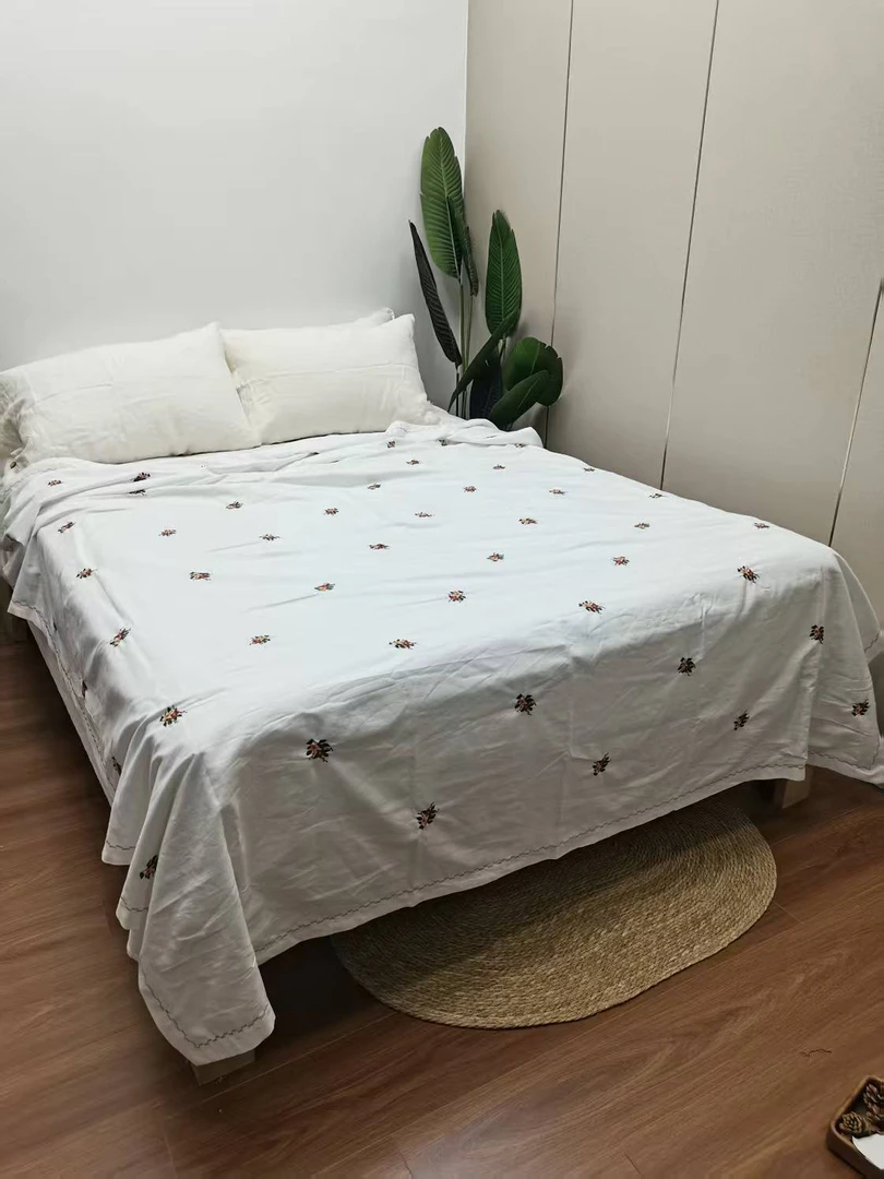 C007 汉麻红黄花 双人双层盖毯200✖️230cm