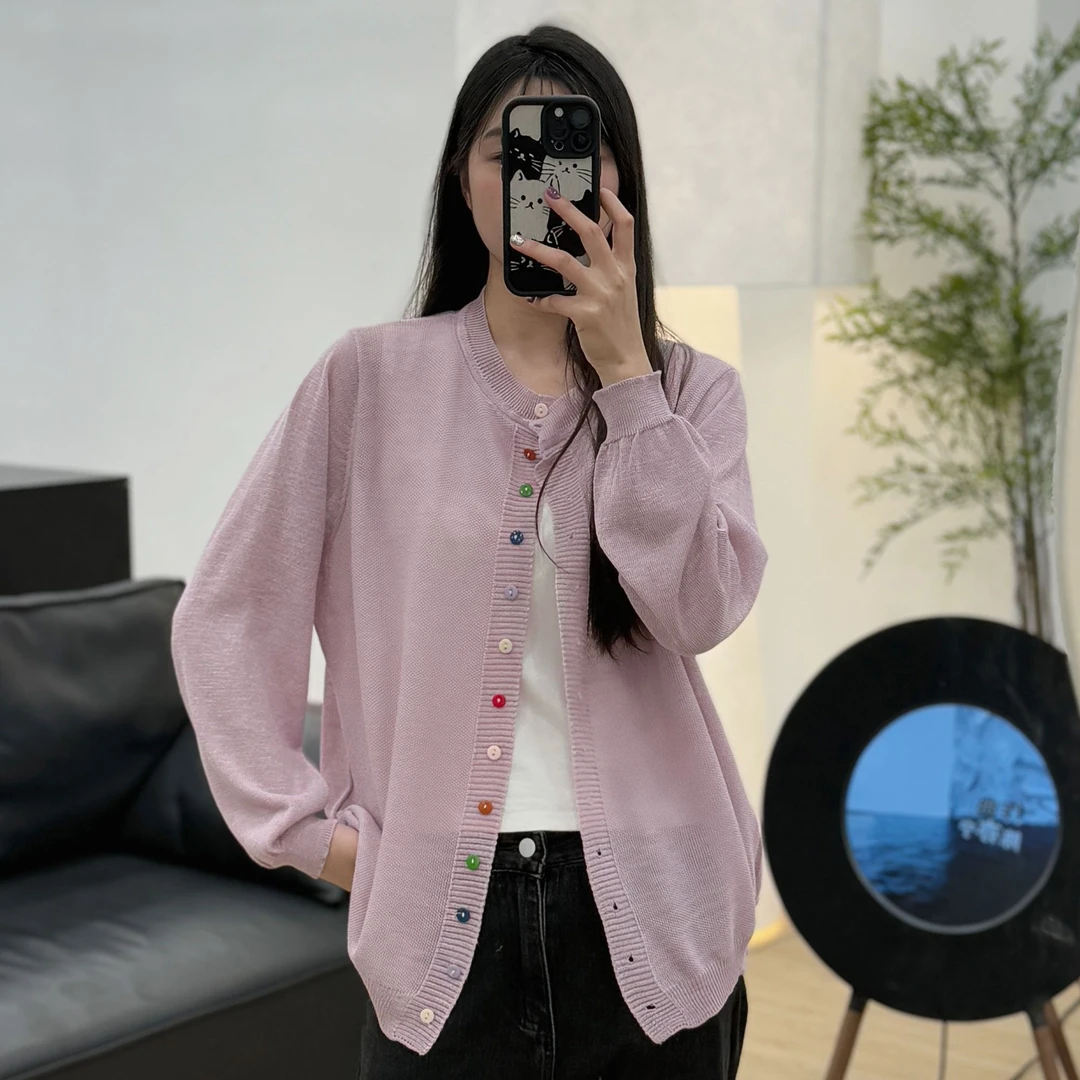 JUANJUAN自制粉色彩扣防晒衣长袖