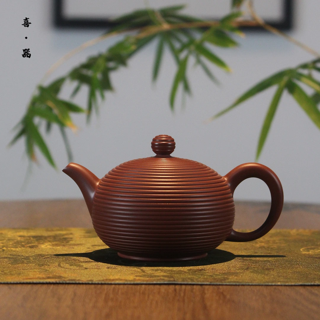 喜器章泽伟-千线球壶紫砂壶全手工潮州水平壶手拉壶茶具泡茶器