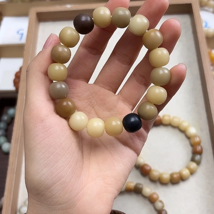 菩提根/象牙果手串卡14手工干磨苹果珠福利