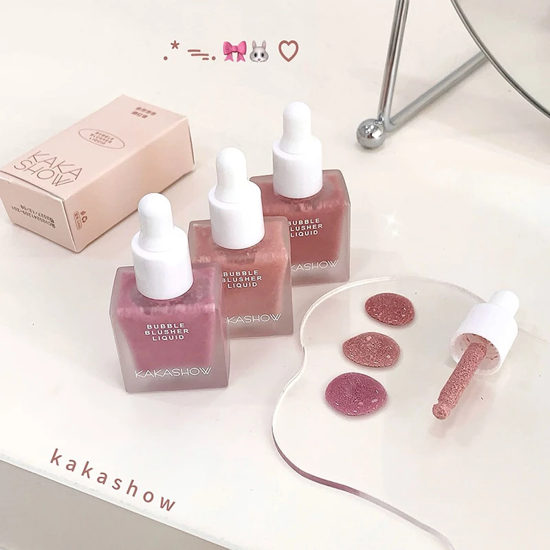 自然泡泡腮红液体腮红膨胀眼影哑光自然饱和显色持久液体胭脂腮红