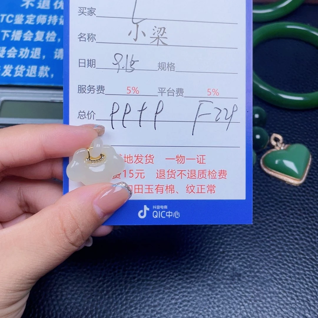 银S925镶嵌和田玉挂件L*